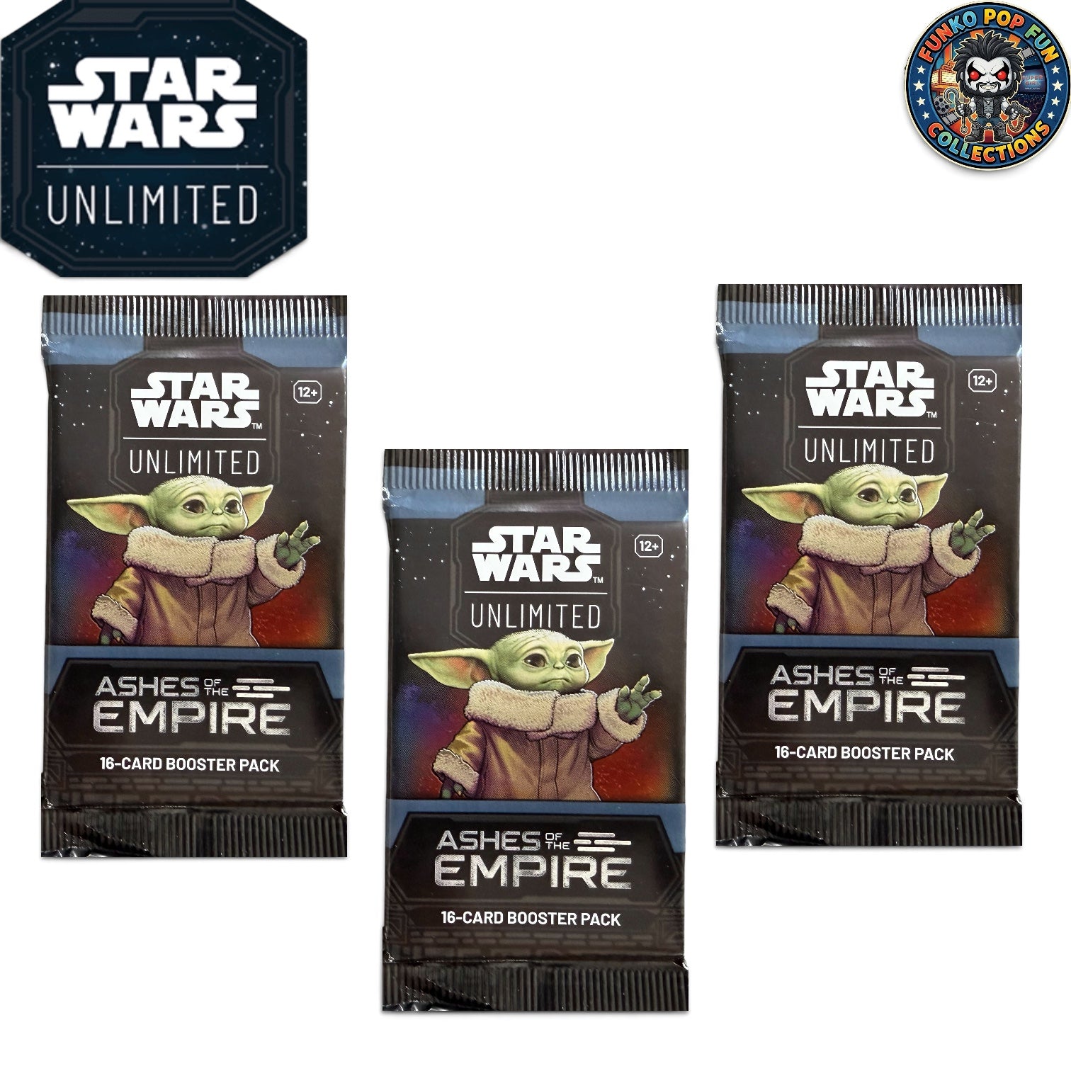 3x Star Wars Unlimited Ashes of the Empire Booster Pack Set.