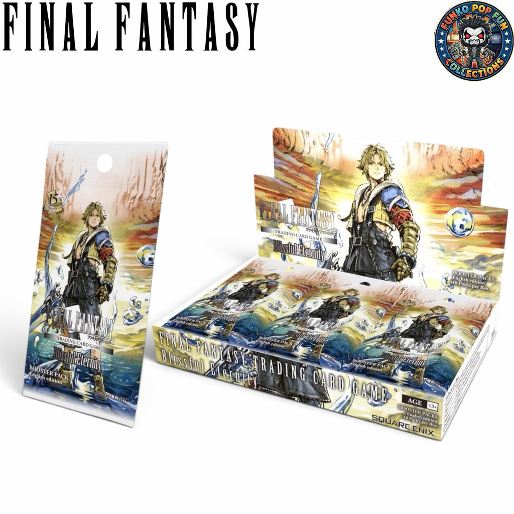 Funko Pop Fun Collections Final Fantasy Blissful Eternity booster box and single pack featuring Tidus artwork