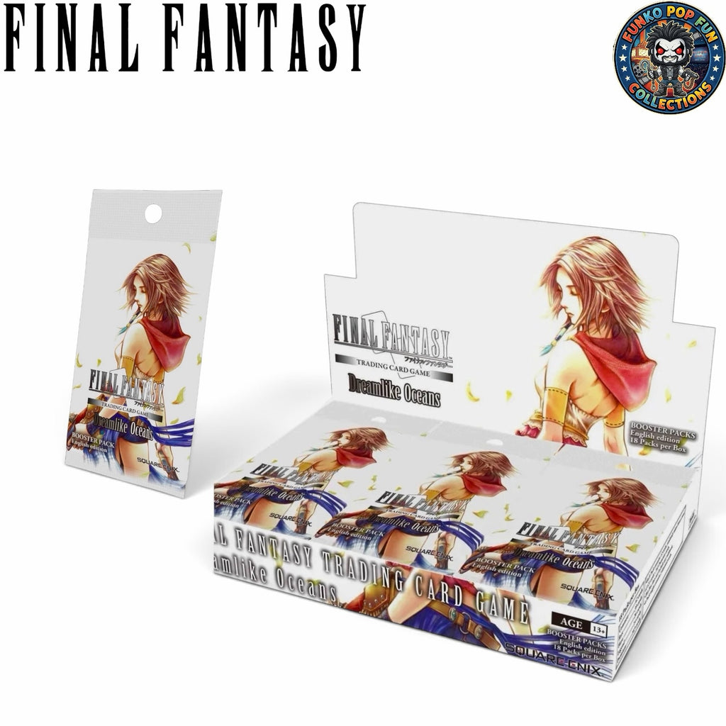 Funko Pop Fun Collections Final Fantasy Dreamlike Oceans booster box and single pack featuring Yuna artwork