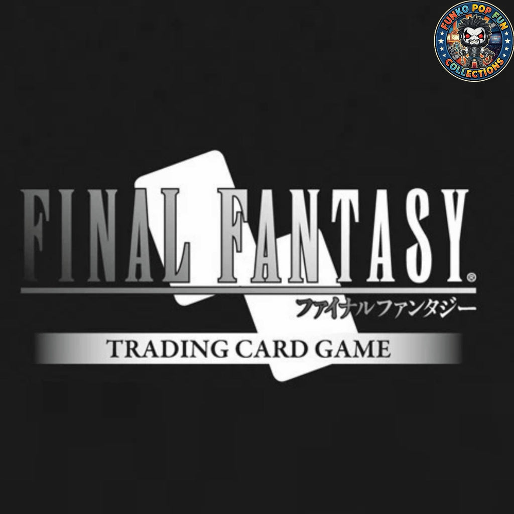 Funko Pop Fun Collections Final Fantasy Trading Card Game logo on a black background with a branded circular emblem.