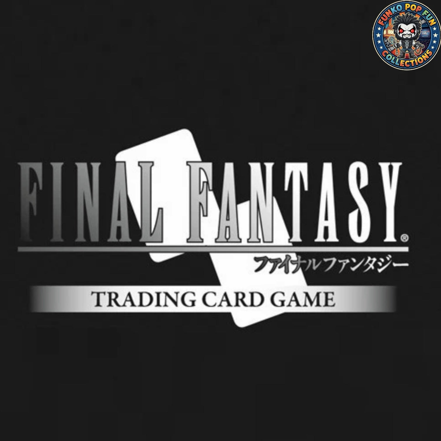 Funko Pop Fun Collections Final Fantasy Trading Card Game logo on a black background with a branded circular emblem.