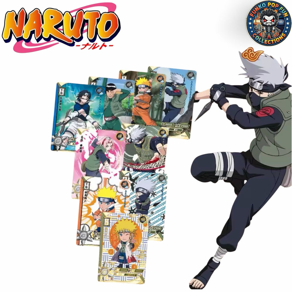 Funko Pop Fun Collections Naruto Shippuden trading cards featuring vibrant character illustrations and ninja designs